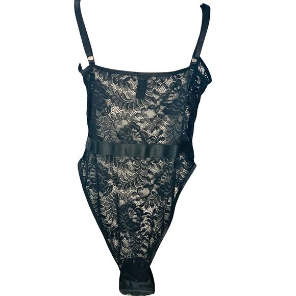 Fantasy Lingerie Moonlight Cage Lace Push Up Bra Teddy Snap Closure Black  1X/2X - Picture 6 of 12